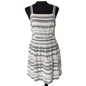 Loft Striped Sundress Womens S White‎ Gray Cottagecore Classic Coastal Summer